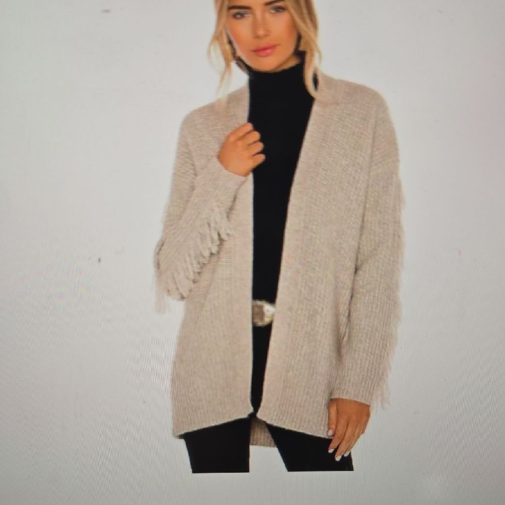 Tularosa Beige‎ Fringe Cardigan XS